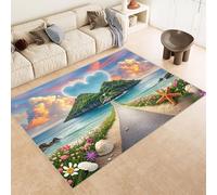 Islands Rugs for Bedroom Sea Nature Carpet Cashmere 3D Printed Area Rug Machine-Washable Rug Reinforced Anti-Slip Backing for Hallway Period Cottages Reading Nooks Room Accessories 80x120 cm