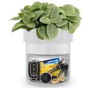 ISLANDSAFE Diversion Safe, Secret Hidden Key Safe Lock Box, Flower Pot Key Holder for Outdoor, Garden, Home, Office, Yard Hiding Vault Cash, Plants Not Include (White)