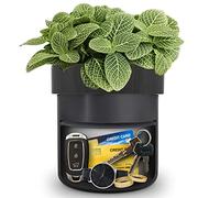ISLANDSAFE Diversion Safe, Secret Hidden Key Safe Lock Box, Flower Pot Key Holder for Outdoor, Garden, Home, Office, Yard Hiding Vault Cash, Plants Not Include (Matte Black)