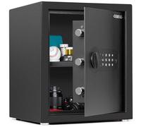 ISLANDSAFE Safe and Security Lock Box,Small Money Box,Document Safe with Digital Keypad Lock for Home Office Hotel Business Jewelry Gun Cash Use Storage,Removable Shelf(1.3Cubic Feet Black)