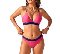 iSLASISIA Swimming Costume Women 2 Piece Criss Cross Back Bikini Sets for Women UK Padded V Neck Women's Bikini Bathing Suits Push Up Bikini Top with High Waisted Bottom