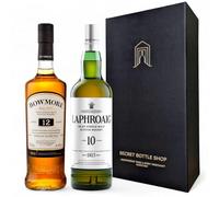 Islay Whisky Discovery Duo Gift Boxed - Laphroaig 10 Year Old and Bowmore 12 Year Old Single Malt Scotch Whisky 2x70cl | Wine Gifts for Him, Her, Birthdays, Christmas, Corporate, Fathers Day