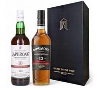 Islay Whisky Sherry Cask Duo Gift Boxed - Laphroaig 10 Year Old and Bowmore 12 Year Old Single Malt Scotch Whisky 2x70 ifts for Him, Her, Birthdays, Christmas, Corporate, Mothers Day, Fathers Day