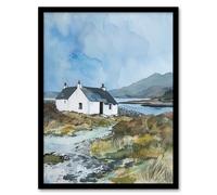 Isle Harris Crofters Cottage Scotland Landscape Framed Wall Art Artery8 Blue W12 inch x H16 inch