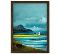 Isle Harris White Crofters Cottage Scotland Seascape Artwork Framed Wall Art Print A4 Artery8 Brown One Size