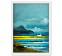 Isle Harris White Crofters Cottage Scotland Seascape Artwork Framed Wall Art Print A4 Artery8 White One Size