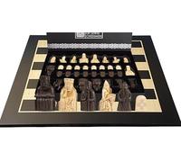 Isle of Lewis Chess Set, Black & Anegre Wood Board, Medieval Theme, 51 x 51 cm, with Presentation Box
