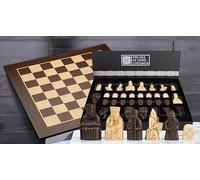 Isle of Lewis Chess Set, Crushed Marble and Stone Resin Pieces, 20-inch Wenge Board, King Height 8.5 cm