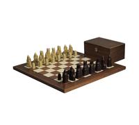 Isle of Lewis Chess Set With I Ivory & Brown Resin Chess Pieces 3.5 Inch and Walnut Chess Board 20 Inch