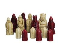 Isle of Lewis II Ivory & Red Resin Chess Pieces 3.5 Inch