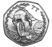 Isle of Man 1982 TT Tourist Trophy 50p Fifty Pence Coin Mick Grant UNC Large Fifty Pence with Capsule Holder in a Pouch Wallet