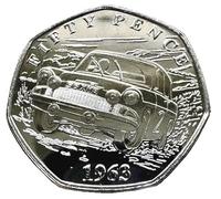Isle of Man 2024 The First Manx Rally History of Motor Racing - 1963 Rally Car UNC 50p in Heptagon Acrilyc Coin Holder