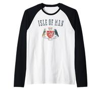 Isle of Man Crest Distressed Print Raglan Baseball Tee