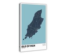 Isle of Man Map, Irish Sea, Canvas Poster Wall Art Decor Print Picture Paintings for Living Room Bedroom Decoration 12x18inch(30x45cm)