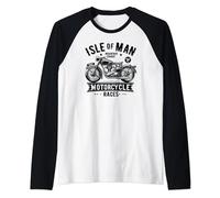 Isle of Man TT Races Vintage Motorcycle Retro Design Raglan Baseball Tee