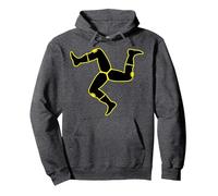 Isle of Man TT/Road Racing/Triskele Black/Yellow Pullover Hoodie, Adult Unisex, Dark Heather Grey, Medium