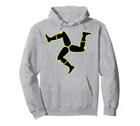 Isle of Man TT/Road Racing/Triskele Black/Yellow Pullover Hoodie, Adult Unisex, Heather Grey, Small