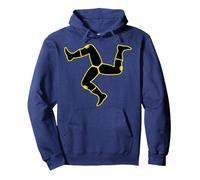 Isle of Man TT/Road Racing/Triskele Black/Yellow Pullover Hoodie, Adult Unisex, Navy Blue, Medium
