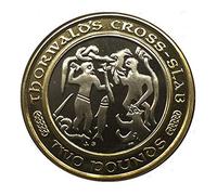 Isle Of Man Very Rare - 2000 manx £2 THORWALDS CROSS SLAB £2 Pound with Capsule Holder in a Pouch Wallet