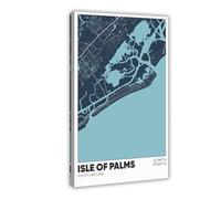 Isle of Palms Map, South Carolina, SC Canvas Poster Wall Art Decor Print Picture Paintings for Living Room Bedroom Decoration 12x18inch(30x45cm)
