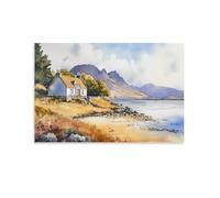 Isle of Skye Art Print Scottish Coastal Village Watercolor Poster 16x24inch(40x60cm)