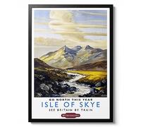 Isle of Skye River Print, Scotland Travel Poster, Vintage UK Railway Wall Art, Retro tourism Postcard Home Decor Gift Idea, Archival Matte, A4 (Framed) - 29.7x21cm