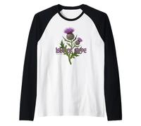 Isle of Skye Scotland Two Flower Thistle Raglan Baseball Tee