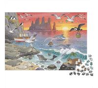 Isle of Skye Seal Colony Disruption Wooden Jigsaw Puzzle Waterproof 1000 Piece Puzzles for Adults Gifts Challenging And Brainteasing Games