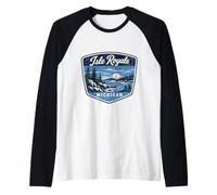 Isle Royale Michigan Scenic Nature Landscape Raglan Baseball Tee