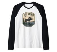 Isle Royale National Park Michigan Moose Souvenir Raglan Baseball Tee