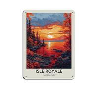 Isle Royale National Park Poster Art Tin Sign Vintage Metal Pub Club Cafe Bar Home Wall Art Decoration Poster Retro 12x16inch(30x40cm)