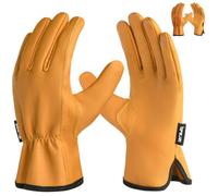 Islero Gardening gloves for Men and Women Tough Thorn Proof Comfortable Breathable Protective leather with Strong Grip Rigger Garden work Safety gloves (Full Leather, Small)