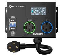 islewire Smart Dryer Splitter for EV and Dryer, 240V Auto Power Switch for Dryer Outlet, 3-Color LED Ring, 3.4" LCD Display, No Rewiring Needed, ETL Certified (24 Amp, NEMA 14-30)