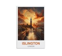 Islington London Vintage Travel Poster 12x18inch(30x45cm) Canvas Art Poster And Wall Art Picture Print Modern Family Bedroom Decor