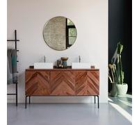 Ismaël - Solid sheesham under-basin unit 155 cm Dark Brown