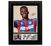 Ismaïla Sarr Autographed Poster Print - Crystal Palace F.C. Signed Football Wall Art - Senegal Football Memorabilia - Gift for Fans & Collectors, A4 Poster + Gold Frame