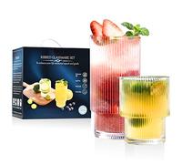 ISMASOAN Ribbed Glass Set, 12 oz & 7 oz Fluted Glass Cups, Stackable Ripple Glassware, Gift Box of 12