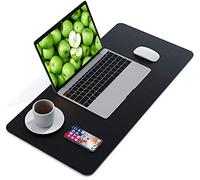 ISMMIK Desk Pad, Waterproof PVC Leather Desk Table Protector, Large Mouse Pad, Easy Clean Laptop Desk Writing Mat for Office Work/Home/Decor Black (80 x 40 cm)