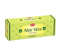 Ismoketime Original HEM Aloe Vera Incense Sticks 6 Packs (Full Box) Total 120 Sticks + 1 Free Wooden Incense Stick Holder With Brass Inlay