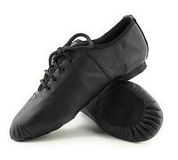 ISMUN Jazz Shoes Real Leather Dance Shoes with Laces Closure for Girls and Women, Flexible Split Sole Design for Modern and Contemporary Performance, (Lace-Up), Black, 4 UK