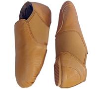 ISMUN Jazz Shoes Slip On Real Leather Tan Jazz Shoes Size 3.5 UK for Girls and Women, Split Sole with Neoprene in Center for Modern Stage