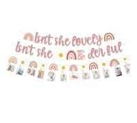 Isn't She Lovely Isn't She Onederful Banner Decorations, Boho Summer Daisy Banner, Rainbow 1st Birthday Decorations for Girls, Hippie One Year Old Bday Boho Theme First Birthday Party Supplies