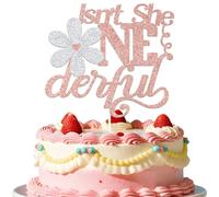 Isn't She Onederful Cake Topper Daisy 1st Birthday Cake Decoration Isnt She Lovely First Birthday Decoration Rose Gold Silver Glitter