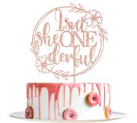 Isn't She Onederful Cake Topper, Girl 1st Birthday Cake Topper, Onederful Decorations, Rose Gold Glitter
