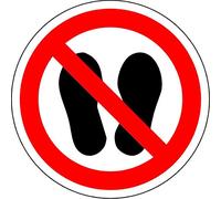 ISO Safety Label Sign - International Do not Walk or Stand here Symbol - Self Adhesive Sticker 200mm Diameter