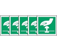 ISO Safety Label Sign International Emergency Stop Button Symbol - Self Adhesive Sticker 100mm x 100mm (Pack of 5 Stickers)