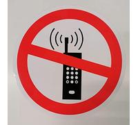 ISO Safety Label Sign - International No Activated Mobile Phones Symbol - Self Adhesive Sticker 100mm Diameter