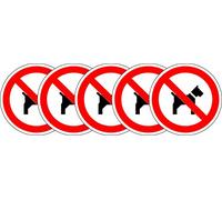ISO Safety Label Sign - International No Dogs Symbol - Self Adhesive Sticker 100mm Diameter (Pack of 5 Stickers)