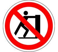 ISO Safety Label Sign - International No Pushing Symbol - Self Adhesive Sticker 50mm Diameter