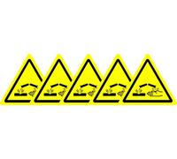 ISO Safety Label Sign - International Warning Corrosive substance Symbol - Self adhesive sticker 50mm Diameter (PACK OF 5 STICKERS)